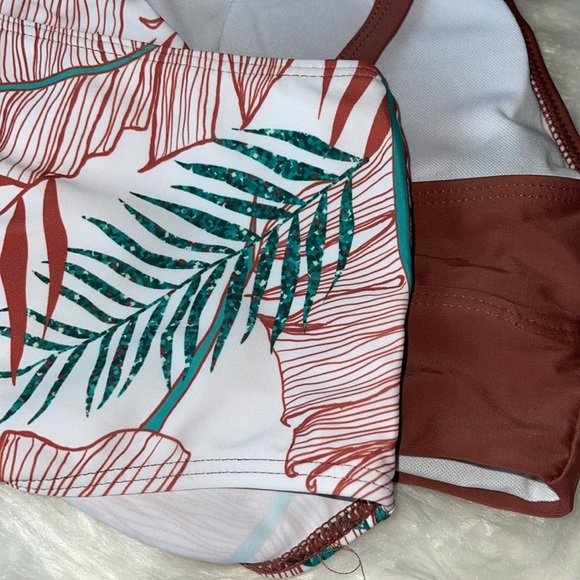 Tropical Palm Leaves Rust Emerald Bikini NWOT - Picture 9 of 9